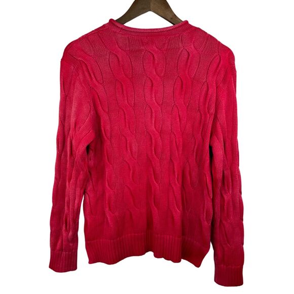 Polo Ralph Lauren Red Cable Knit Sweater M Preppy Gorpcore Classic‎ - Picture 2 of 11